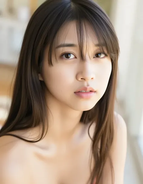 A cinematic photobook of Japanese idol MARIA. Packed with elements that add color to the layout style of the photobook. Fair, smooth skin, long, straight brown hair. Underwear, white skin, beautiful skin, slim, shiny, glowing, lustrous, moisturized, love h...