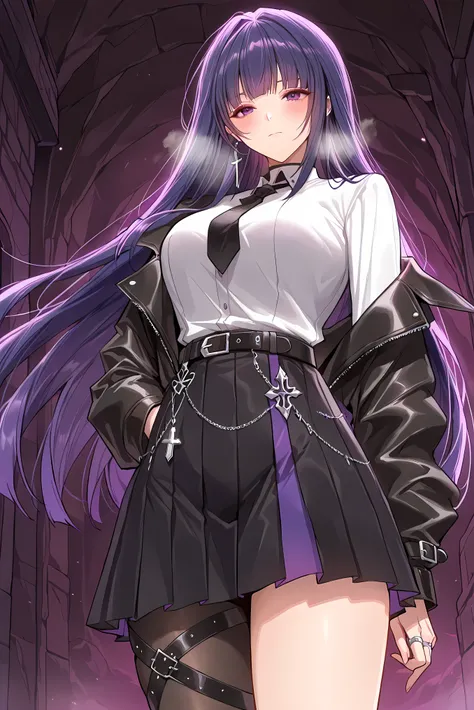 score_9, score_8_up, score_7_up, masterpiece, best quality, very aesthetic, absurdres, tunning image, attractive image, 1girl, adult grown woman, solo, MeiAPHO, purple hair, long hair, raiden mei, purple eyes, medium breasts, heavy breathing, closed mouth,...