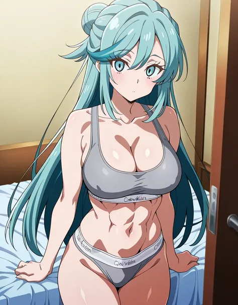 傑作、Best quality、Best resolution、Best image quality、amazing quality、 very aesthetic、 absurdres、anime coloring、anime screencap、anime screenshot、<lora:PokeBoyGrushaXL_Exotica:0.8>、1woman、solo、long hair、aqua eyes、ice blue hair、ice green hair、aqua hair、multicol...