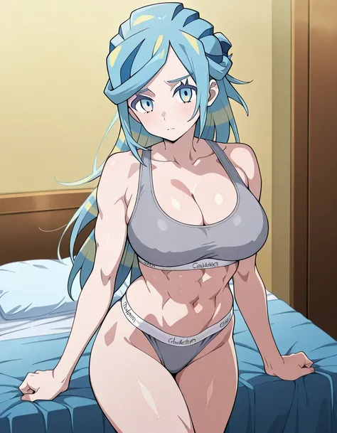 傑作、Best quality、Best resolution、Best image quality、amazing quality、 very aesthetic、 absurdres、anime coloring、anime screencap、anime screenshot、<lora:pokemon_grusha_ponyXL:0.8>、1woman、pokemon grusha、solo、long hair、aqua eyes、ice blue hair、ice green hair、aqua ...