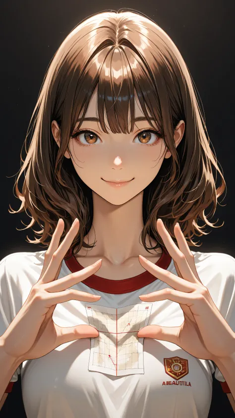 Proper Configuration, beautiful illustrations, staring at viewers, Front Map, 5 anatomically correct fingers, (masterpiece, details:1.2), maori ricks, 1. girl, small boobs, close-up, 表情のclose-up, brown hair, Please enter the green Bluma, medium hair, appl...