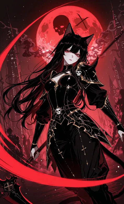 (masterpiece, best quality, ultra-detailed, absurdres, intricate details, sharp focus), hotatenshi, sheya, noriuma, bombyoon, shine, nama udon, catsubun kkst0904, rikuwo, huangdanlan, jane mere, otonoha aika, night, full moon, 1girl, cat girl, cat ears, ca...