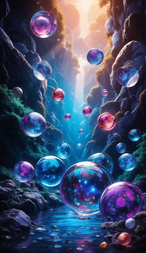 ,HDR-стиль,colorful glass balls, photorealistic