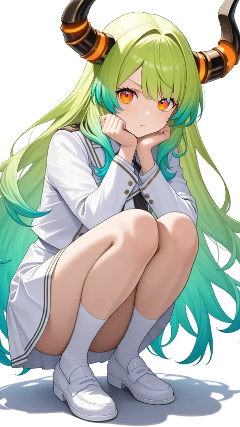 one woman crouching、full body shot、Zolf Argain、Zolf Aargain、　best image quality、 Greatest Masterpiece、 Super Detailed、 High Resolution、 Extremely Detailed CG、　cinematic low angle close-up、　Crouching girl、dynamic action pose、Face pointing straight、detail fa...