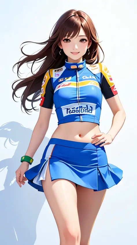 best quality、Realistic、MARIO RACING TEAM RACE QUEEN、beautiful belly、super miniskirt、Miho Yoshioka、beautiful face、Beautiful Body、beautiful thighs、white panties、