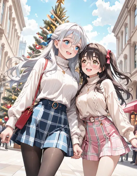 ((ultra-detailed)), (highly detailed CG illustration), (best quality:1.3), ultra-highly detailed, colorful composition, artistic photoshoot, 2girls, Yuri:1.3, moe anime character, Anime-style, harmonious color palette, ethereal ambiance, dainty facial stru...