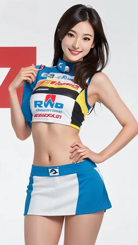 best quality、Realistic、MARIO RACING TEAM RACE QUEEN、super miniskirt、Miho Yoshioka、beautiful face、Beautiful Body、beautiful thighs、white panties、