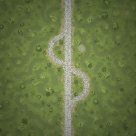 planar two-dimensional image of the map top view in the form of a board game mat elven lawn with white marble brick paths