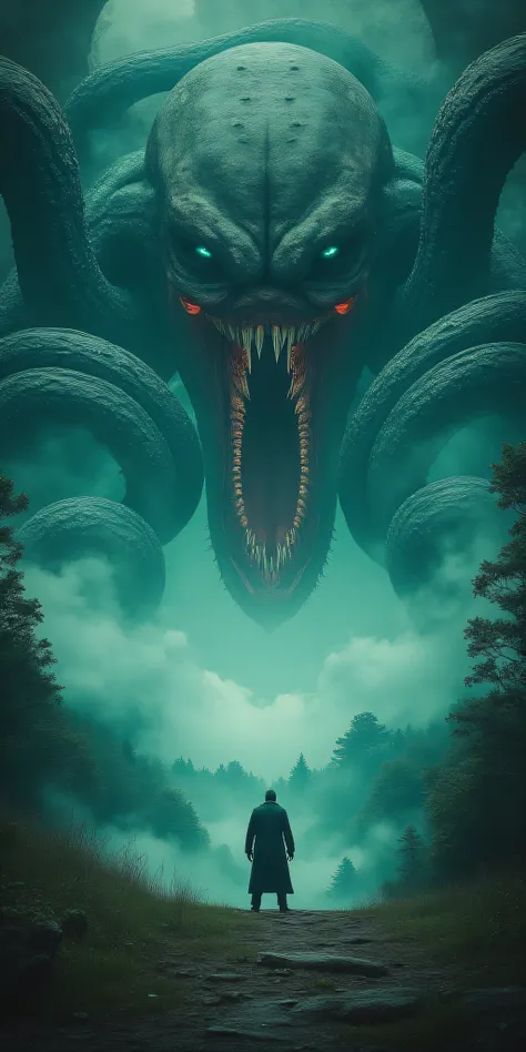 The monstrous Wilbur raises ancient artifacts toward a cosmic rift above Sentinel Hill as the boundary between worlds collapses. Gigantic tentacles of an otherworldly entity reach through the dimensional tear, their surfaces covered in eyes and mouths spea...