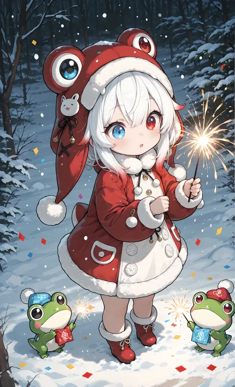 (masterpiece, best quality, ultra-detailed, absurdres, intricate details, sharp focus), Chibi style,
Melys Chibi, masterpiece, best quality, ultra-detailed:1.3, 1girl, solo, pure white hair with soft gradient red tips, heterochromia crimson red right eye:1...