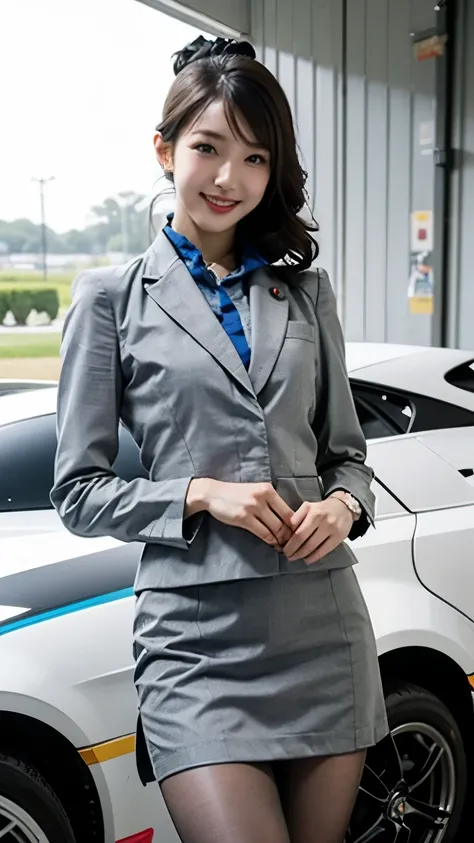 best quality、realistic、MARIO RACING TEAM RACE QUEEN、super miniskirt、Miho Yoshioka、beautiful face、Beautiful Body、beautiful thighs、white panties、