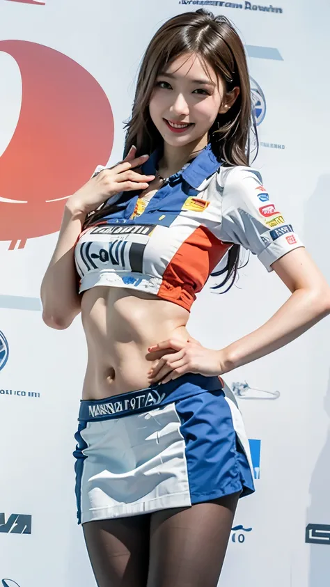 best quality、realistic、MARIO RACING TEAM RACE QUEEN、super miniskirt、Miho Yoshioka、beautiful face、Beautiful Body、beautiful thighs、white panties、