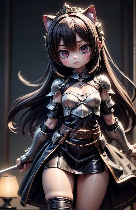 高解像度, 8Kの壁紙, 以上から最高品質, キュートな性格の女性騎士がパーフェクトな戦闘中position, small 守護の冠がバトルショートの準備を強化, ふわふわの毛, 大きな expressive な瞳で、決意と自然な甘さの組み合わせを示します, (詳細な目:1.2), (シャープアイ:1.1), 放ちます、round face それはかなり魅力的に見える, (スムーススキン:1.1), (ツヤのある肌:1.2), 小さな猫の肩当てやハート型のチェーンメイルなど、かわいいカスタマイズが施された精...