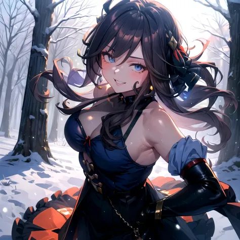(The theme of this work is "Snow Survival Game." Think about sports and non-sports you might enjoy on the snow. Survival knife battles in a snowy forest in the middle of winter, sword slashing action, dark blue suit: 1.3)
(Moonlit night, large breasts, Lol...