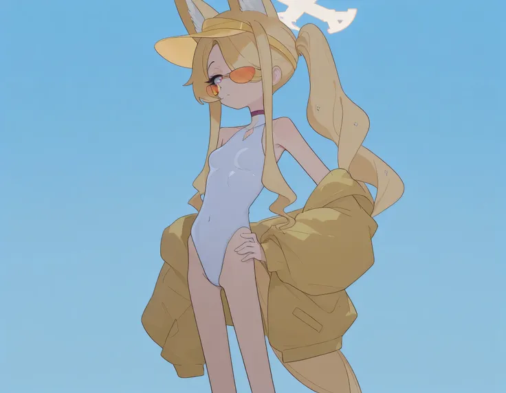 masterpiece, ultra-HD, impressionism, high detail, best quality, very aesthetic, 8k, best quality, beautiful, tmchng, anime coloring , Seia swimsuit (Blue Archive) , solo , eyelashes, long sidelocks blonde hair , purple eyes, sidelocks , hair over one eye ...