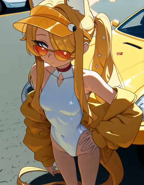 masterpiece, ultra-HD, impressionism, high detail, best quality, very aesthetic, 8k, best quality, beautiful, tmchng, anime coloring , Seia swimsuit (Blue Archive) , solo , eyelashes, long sidelocks blonde hair , purple eyes, sidelocks , hair over one eye ...