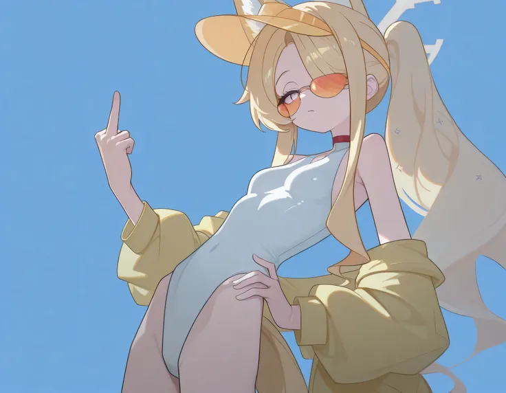 masterpiece, ultra-HD, impressionism, high detail, best quality, very aesthetic, 8k, best quality, beautiful, tmchng, anime coloring , Seia swimsuit (Blue Archive) , solo , eyelashes, long sidelocks blonde hair , purple eyes, sidelocks , hair over one eye ...