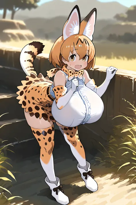 masterpiece, best quality, amazing quality, 
very gigantic breasts,solo,1 girl, serval (kemono friends), kemono friends style, full body