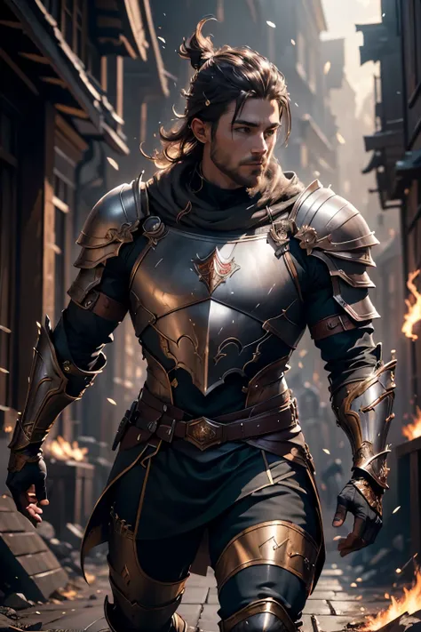 super_speed,thearmorer,medieval armor,running, lighting, light trails, (motion blur), ((Best quality)), ((masterpiece)), ((realistic cartoon)), ((perfect character)): Eager Shaved Young soldier,red cape, epic rpg portrait, fantasy male portrait, rpg portra...