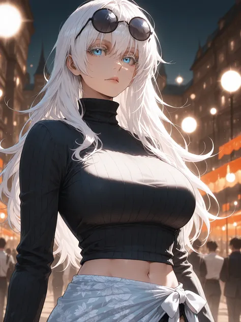 gojou satoru, genderswap \(mtf\),score_9, score_8_up, score_8, best quality,masterpiece,4k,very aesthetic,uncensored,rating_explicit,rating_questionable, anime_source, gojou satoru, genderswap \(mtf\), long hair, white hair, blue eyes, depth of field, st...