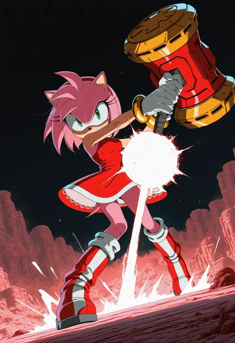 DBL_XL, amy rose, Masterpiece, best quality, amazing quality, newest, very aesthetic, absurdres, (scenery:1.4), perfect proportions, perfect hands, 8k, good anatomy, good shading, ultra detailed, refined details, high resolution, HD, masterwork, 1girl, amy...