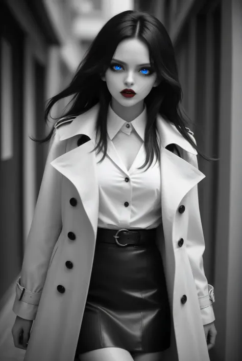 Vampire fangs teeth,Fantasy Elements,iridescent aesthetic,masterpiece, best quality, very aesthetic, absurdres,,goth black and white anime art, (black and white art) mostly black and white, a picture of olo beautiful female vampire, best detailed face, bl...