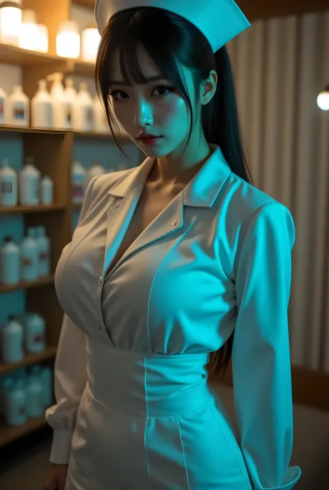 Highest quality, photo realistic, high resolution, masterpiece,
Super beautiful Japanese woman, looks like a intimidating dominatrix, closed mouth, condescending gaze, staring at the viewer, long false eyelashes, makeup, low-tied long black hair,
tight-fit...