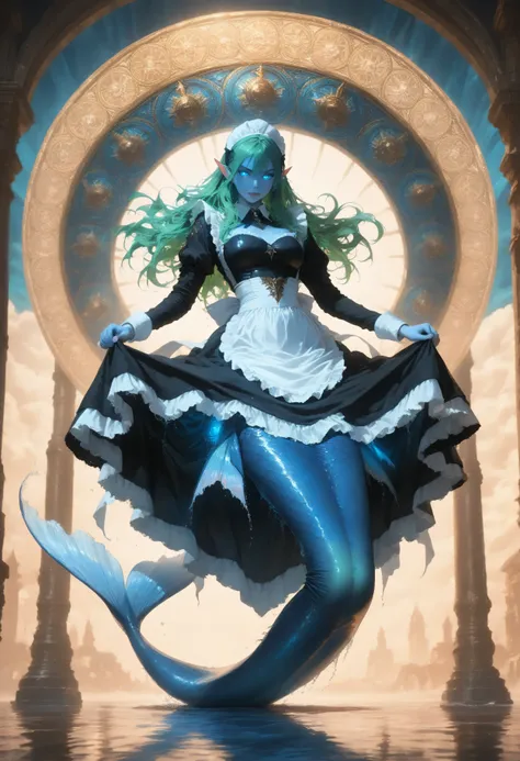 blue color,wearing a clothes,Contrast,Fantasy Elements,masterpiece, best quality, very aesthetic, absurdres,high details, best quality, 16k, ultra detailed, masterpiece, best quality, ((art deco style)), full body, ultra wide shot, RAW, photorealistic, fan...