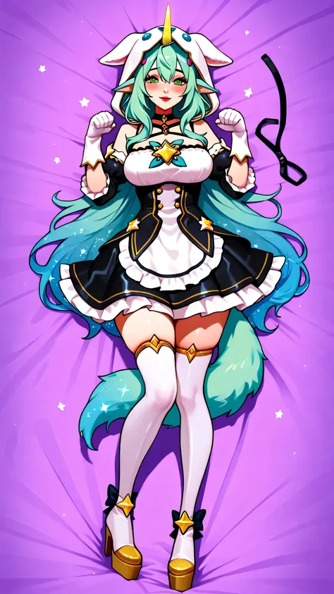 puppy eyes, cat pose, dog paw puffy gloves, apron, black bow, black latex dress, black ribbon, bow, detached sleeves, latex dress, frilled apron, frilled sleeves, frills, juliet sleeves, long sleeves, maid, puffy sleeves, ribbon, roswaal mansion maid unifo...