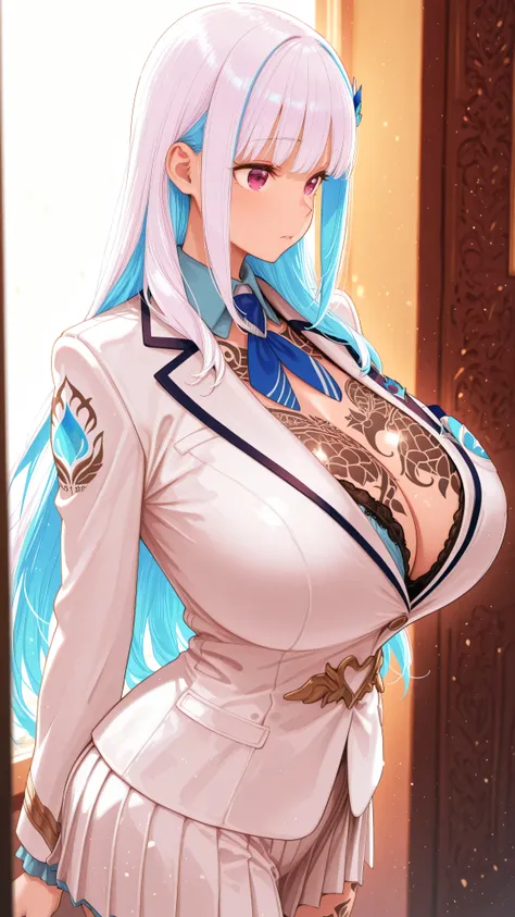 lize helest,beautiful,4k,huge breast,lot of Pierce,lot of tattoo,school suits costume, masterpiece, best quality, very aesthetic,