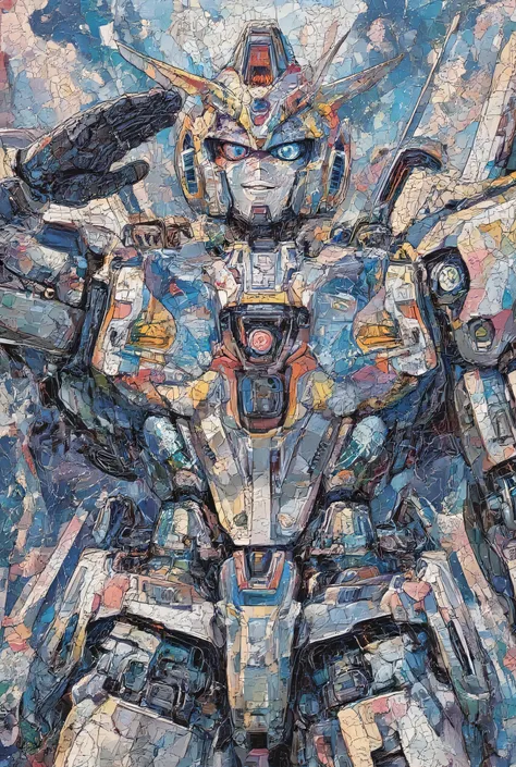 ,complex art, ultra detailed,mecha art,Illustration style,sm211,complex art, perfect mosaic art、 ((upper bodそして)),straight on、
((salute:1.4)), ((A smile that appeals to children)),