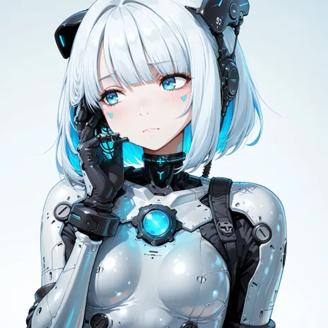 ==================
character:
==================
1girl, solo,
young female android, cybernetic girl,
short to medium length silver-white hair, soft layered bob, slightly wavy,
straight bangs, fine hair strands, glossy hair,
icy blue eyes, large anime eyes,...