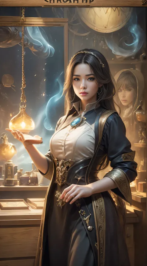Ultra-high definition 8K resolution delivers 1.2-point photorealistic image quality, creating a timeless and elegant masterpiece. The scene (Wizard's shop selling dreams, filled with dream posters hanging inside, magic shop, mysterious world, mysterious at...