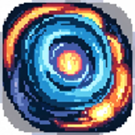 a close up of a pixel style picture of a blue and orange object