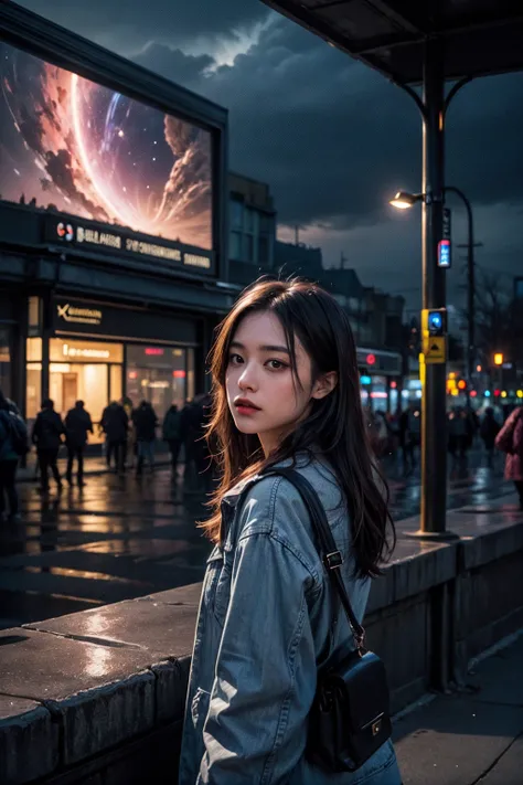 best quality, masterpiece, realistic, photorealistic, 1girl, solo, alienscape, otherscape, city street, noon, neon theme, glowing, starry sky <lora:Alienscape:1.0> detailed background, night, light, rain
BREAK
outdoors, twilight, raytracing <lora:add_detai...