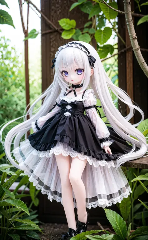 a close up of a doll with long hair and a dress