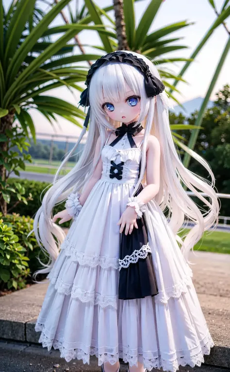 a close up of a doll with long hair and a dress