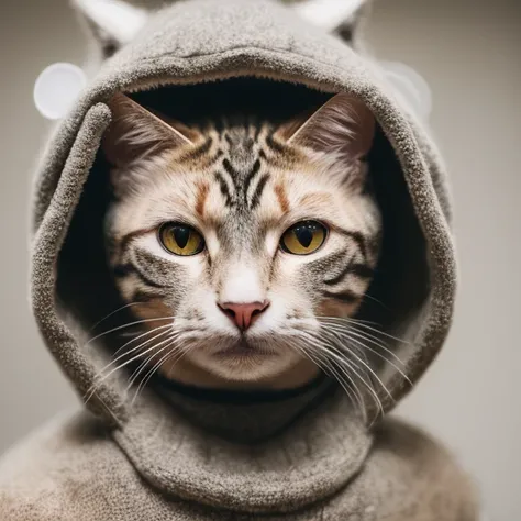 RAW photo, animal, a portrait photo of [man:cat:2] humanoid in clothes, face, 8k uhd, dslr, soft lighting, high quality, film grain, Fujifilm XT3