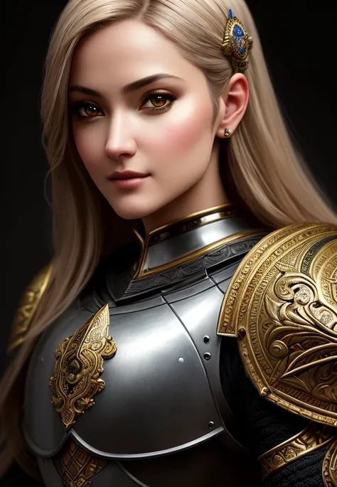 female knight, heavy armor, intricate, ornate, medium portrait, photorealistic, eyes, (pixarstyle:1.2), illustrated by Helene Knoop, pupils, hypermaximalised, face, detailed skin, beautiful, good anatomy, detailed and intricate, centered, skin pores, ...