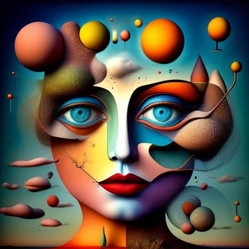 (colorfulsurrealism)++, (surrealism), a face of a woman