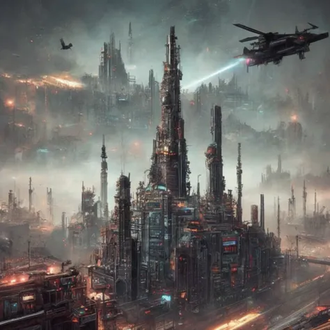 wide shot, sci fi city, (dieselpunkcity:0.9) (cybercity:1.2)