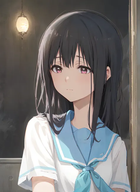 (masterpiece), (best quality), 1girl, kitauji_high_school_uniform, (night), often shows a sad look in an inadvertent moment. lik...