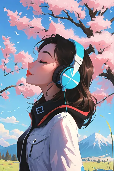 sam yang,
1girl, black hair, breasts, closed eyes, closed mouth, day, grass, headphones, lips, long hair, mountain, outdoors, profile, shadow, small breasts, solo, tree
, ((masterpiece))
<lora:sam_yang_offset:1>