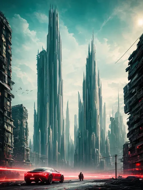 The picture depicts a surreal and futuristic landscape, with a mix of awe-inspiring beauty and horror. The sky is a deep, pulsing red, with dark clouds that seem to be alive and moving. In the distance, a massive cityscape can be seen, with towering skyscrapers, neon lights, and endless rows of buildings. The city is lit up with various colors and displays, adding to the overall feeling of awe and wonder.

However, there is also a sense of horror in the image. The buildings and structures seem to be in a state of decay and disrepair, with broken windows, missing sections, and cracked facades. The city is alive with activity, but there is a feeling of chaos and unrest, as if something has gone terribly wrong.

In the foreground, there is a massive, sentient being, with a twisted and inhuman appearance. The being is made up of wires, circuits, and mechanical parts, and it seems to be emerging from the ground, as if it's rising from the depths of the earth. Its eyes are glowing with an intense, red light, and its mouth is open, revealing rows of sharp, metallic teeth.

The background is shrouded in darkness, with only a few, dim lights visible in the distance. There is a sense of unknown and uncertainty, as if the world beyond the cityscape is vast and untamed.

The picture captures the essence of a surreal and futuristic world, with its mix of awe-inspiring beauty and horror. The image is visually stunning, and it showcases the world in a new and unusual light, with its mixture of the familiar and the unknown.

High detail RAW color art, animation, cartoon, (white topic), (intricately detailed, fine details, hyperdetailed), raytracing, subsurface scattering, ((muted colors)), diffused soft lighting, shallow depth of field, by (Oliver Wetter), by Stanley Kubrick, photographed on a Canon EOS R5, 28mm lens, F/2.8, sharp focus bokeh