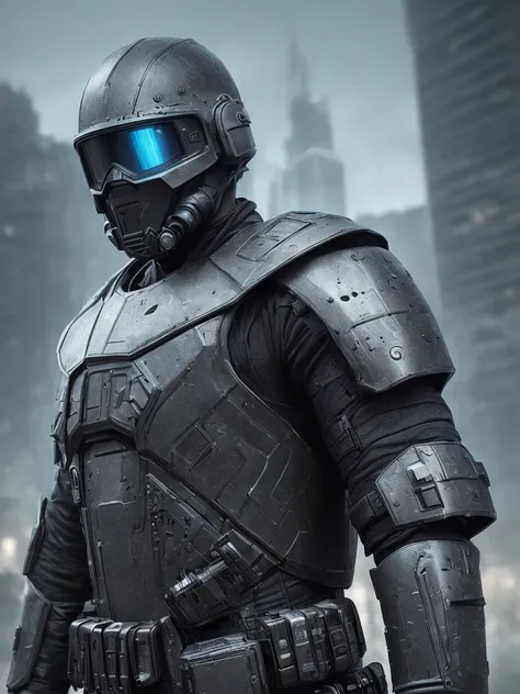 hyperrealistic dark photoshot of  ((s.w.a.t)), mask, helmet, carbon black glasses, M16, bluster, posing, agressive view, acsonometric direction, futuristic architecture, wet city background, overdetailed texture, hdr+, 8k, QHD, backlighting, glow, unreal engine, dynamic lighting, beautyfull refraction, ((low-key lighting, dimly light)), (((intricate electric components surface texture covering armor))), saturated colors, vignette