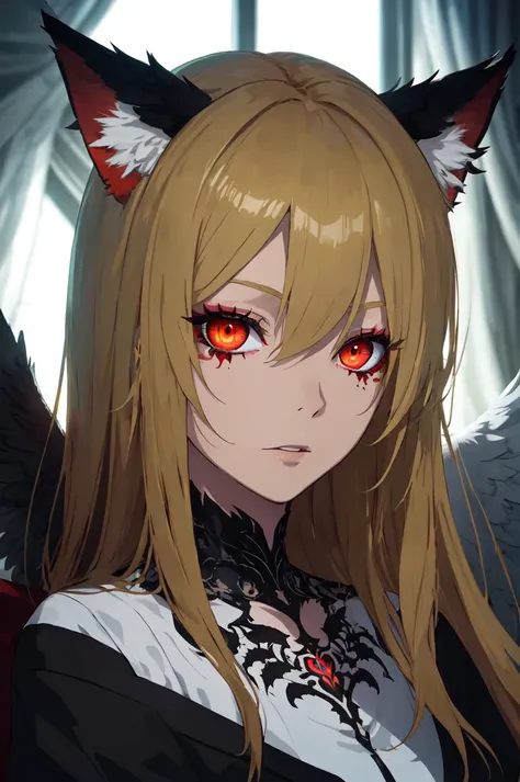 1girl, solo, brown eyes, blonde hair, detailed hair, detailed face, detailed eyes, official art,    HellaineFace FallingAsleep-Horror