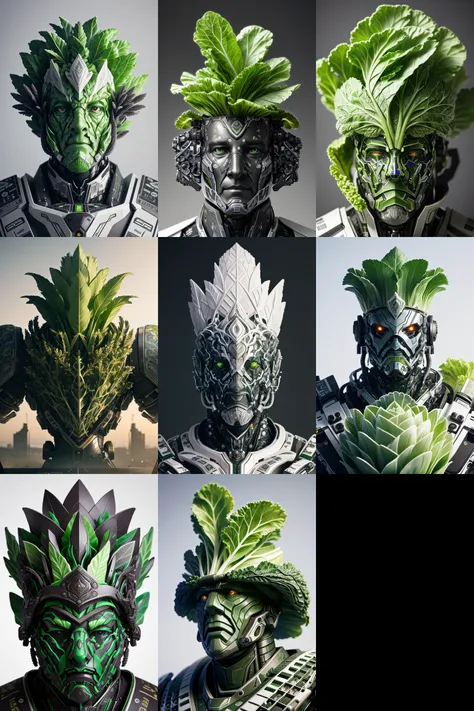 best quality, 500px, cgsociety, 8k, raw photo of (beautiful:1.2) nousr robot cabbage king,