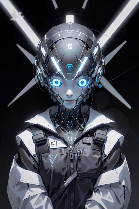 a close up of a futobot, cyborg girl with a fantastic  cyberhelmet glowing triangle, wearing a military  techwear jacket,  tactical vest, backpack rocket, battle stance
photorealistic, masterpiece, best quality, 35mm film, film grains, 
<lora:cyberhelmetv0...