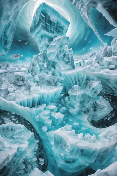 a close up of a large ice cave with a lot of ice