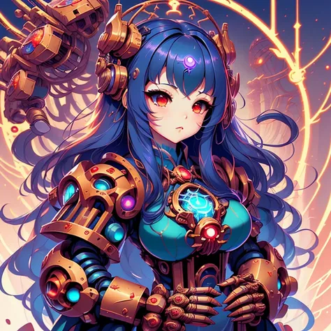 <lora:grabbygrills:0.75>, grabbygrills,  beautiful  chibi sorceress woman with  (oversized:1.24) (magical mechanical gauntlet fists), (red and black outfit), in hyperspace, (perfect face, perfect hair:1.2), soft lighting,   <lora:magecore2:0.65> magecore2 ...